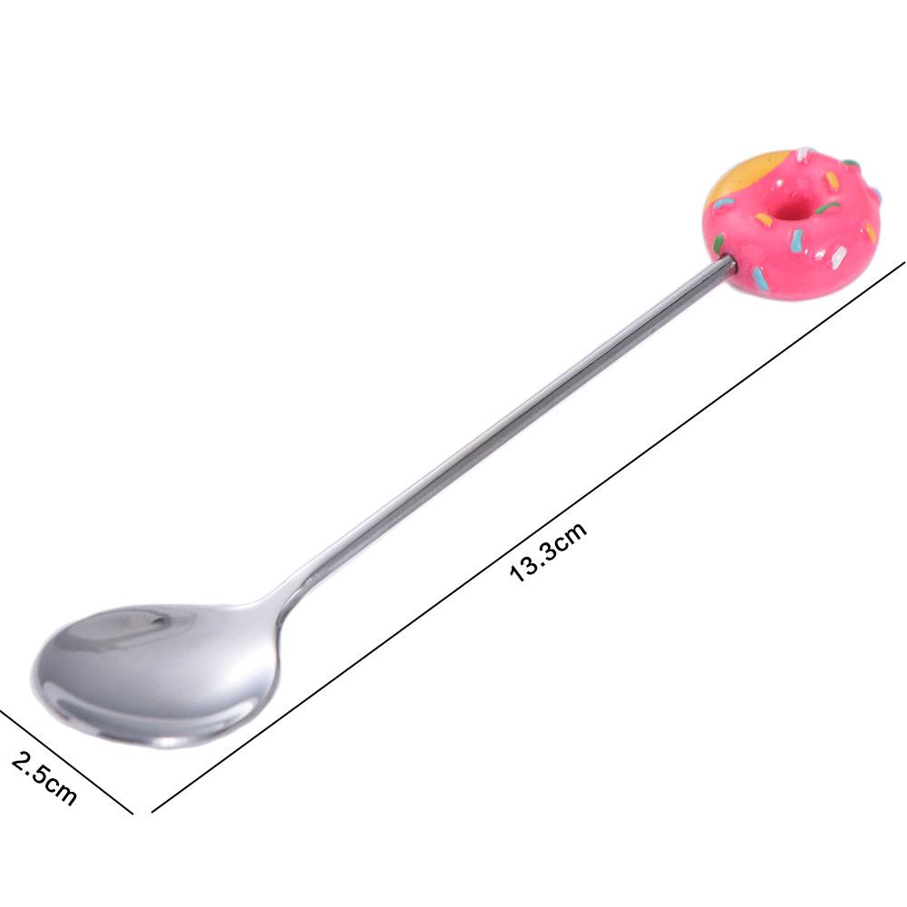 Adorable Donut Spoon Stainless Steel Colorful Designs Coffee Spoons Multi-Functional Mini Salad Mixing Spoon Home Use