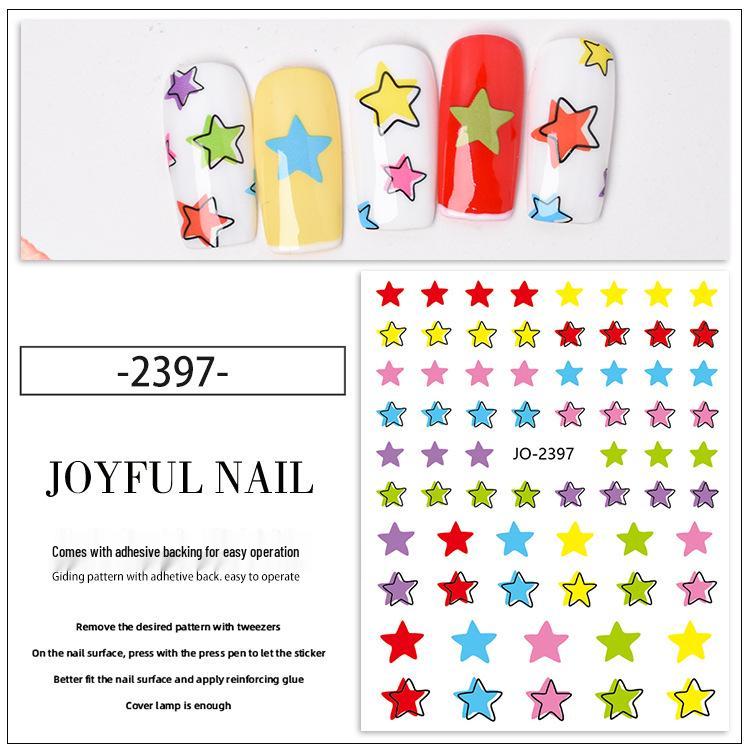 Macaron Series Nail Stickers: Hyuna Hand-Painted Hearts, Stars & Flowers