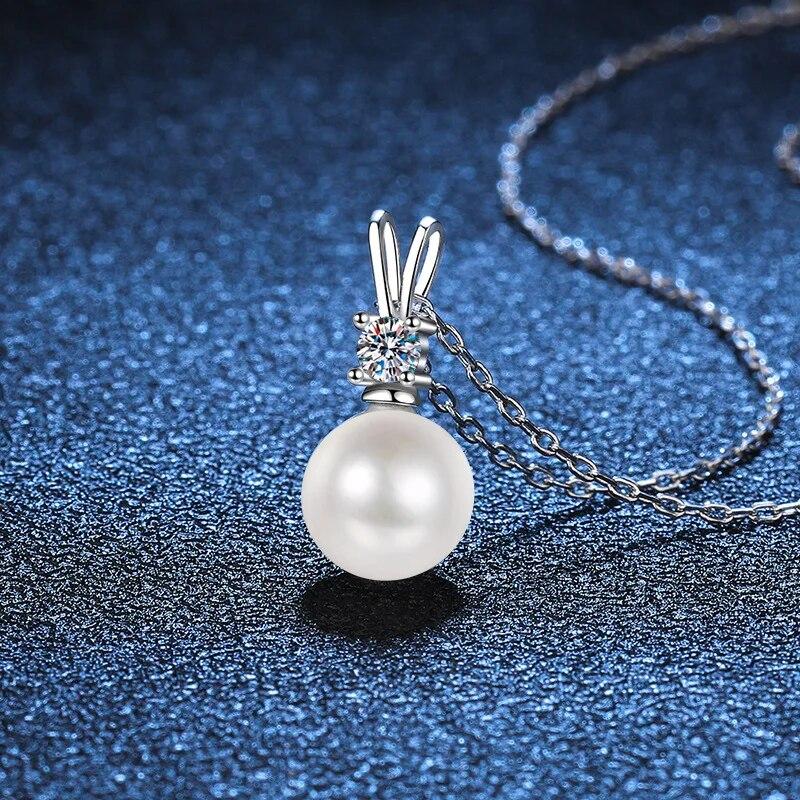 New Real D Color Moissanite Necklace Pearl Pendant For Women S925 Sterling Silver Proposal Wedding Bridal Neck Chain Jewelry