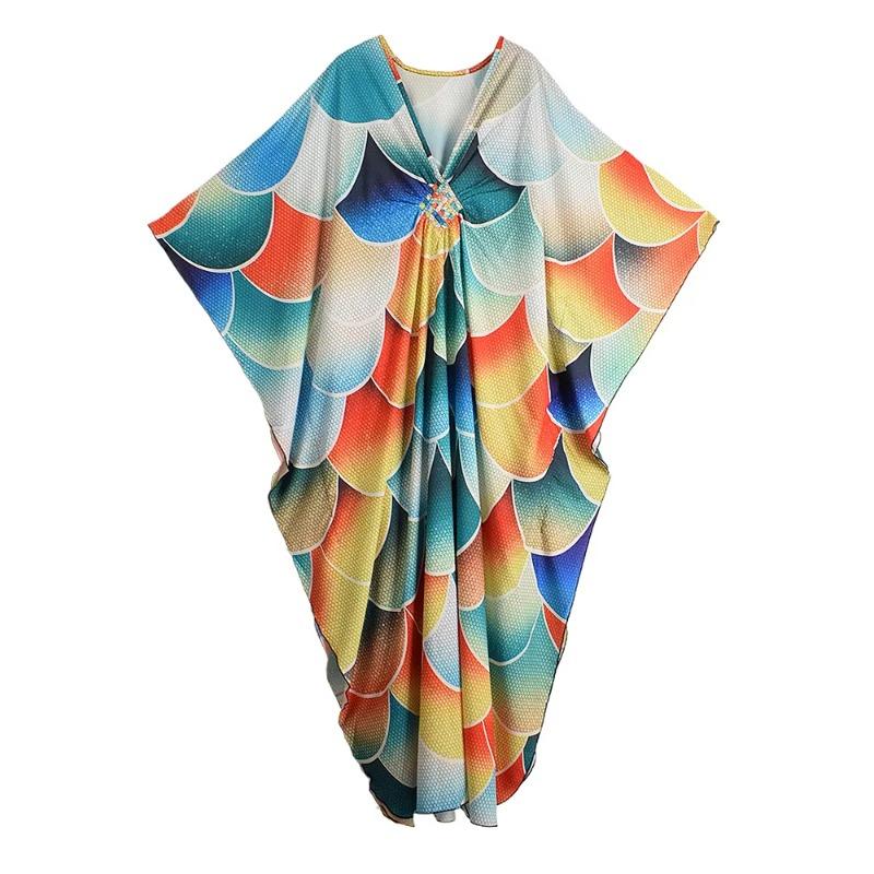 

XITAO Side Slit Bat Wing Sleeve Dress GJ1192 One Size синий