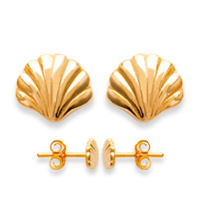 [D7434] - Vergoldete 'Coquille Saint Jacques' Ohrringe - 5x6 mm