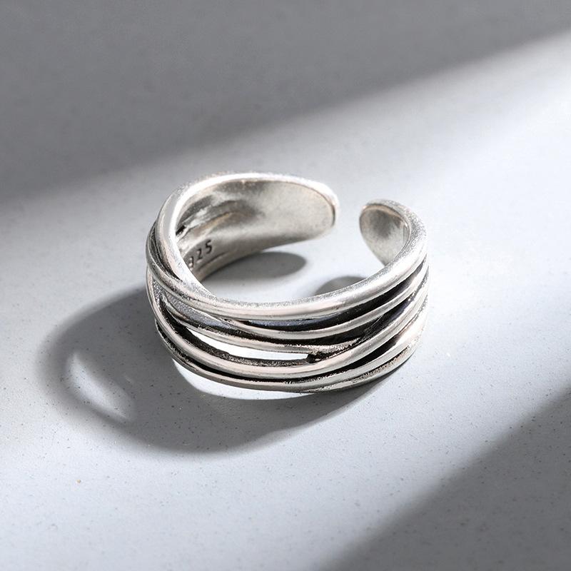 925 Sterling Silver Entangle Rings For Women Adjustable Ring Birthday Gift Jewelry Ladies Accessories Prevent Allergy