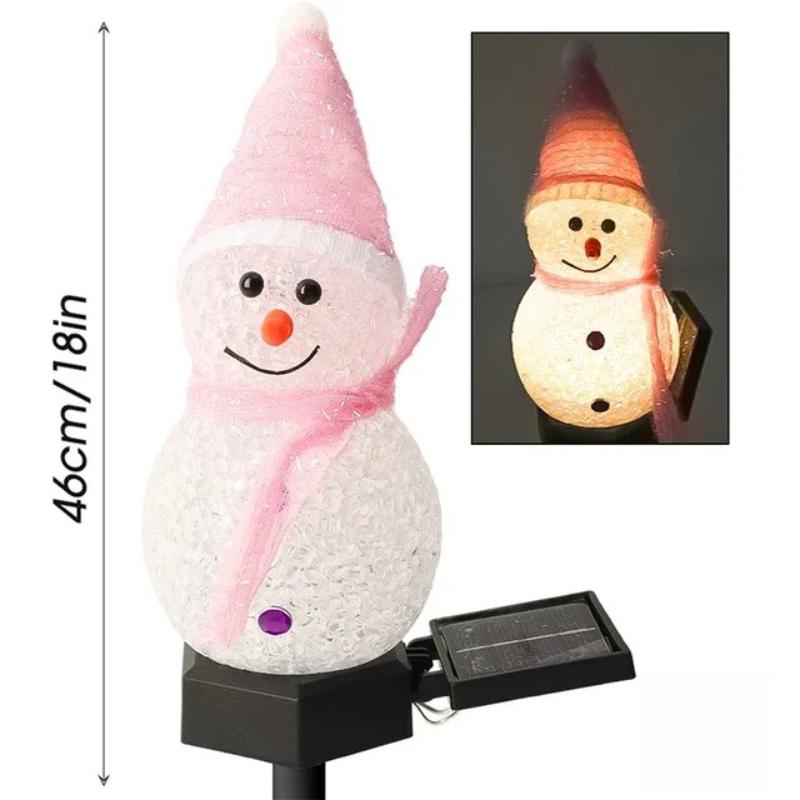 LED Snowman Solar Garden Light Outdoor Waterproof Ground Stake Lamp Solar Powered Pathway Lights for Christmas Lawn Yard Patio Holiday Decor