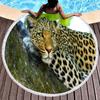 Cheetah Round Beach Towel, Soft Absorbent Quick Dry Africa Tropical Wild Animal Themed Pool Towel, Portable Circle Picnic Mat