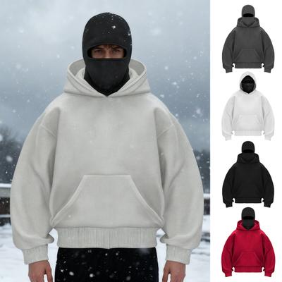 Unisex Balaclava Hoodie Pullover Hooded Sweatshirt with Ski Mask Warm Windproof Sweatshirt with Front Pocket
