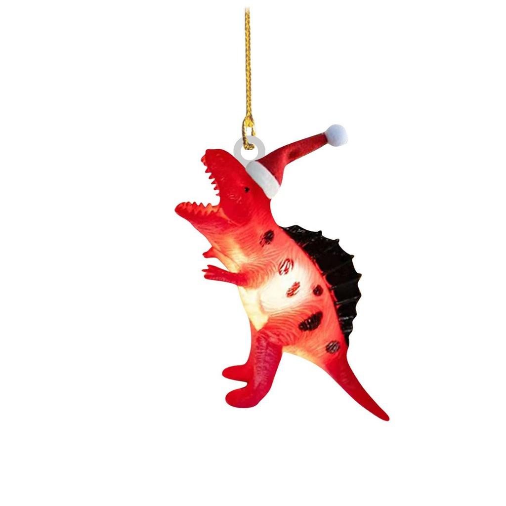 Festive Flat Dinosaur Acrylic Christmas Ornament Cheerful Vehicle Decoration Gift For All Ages