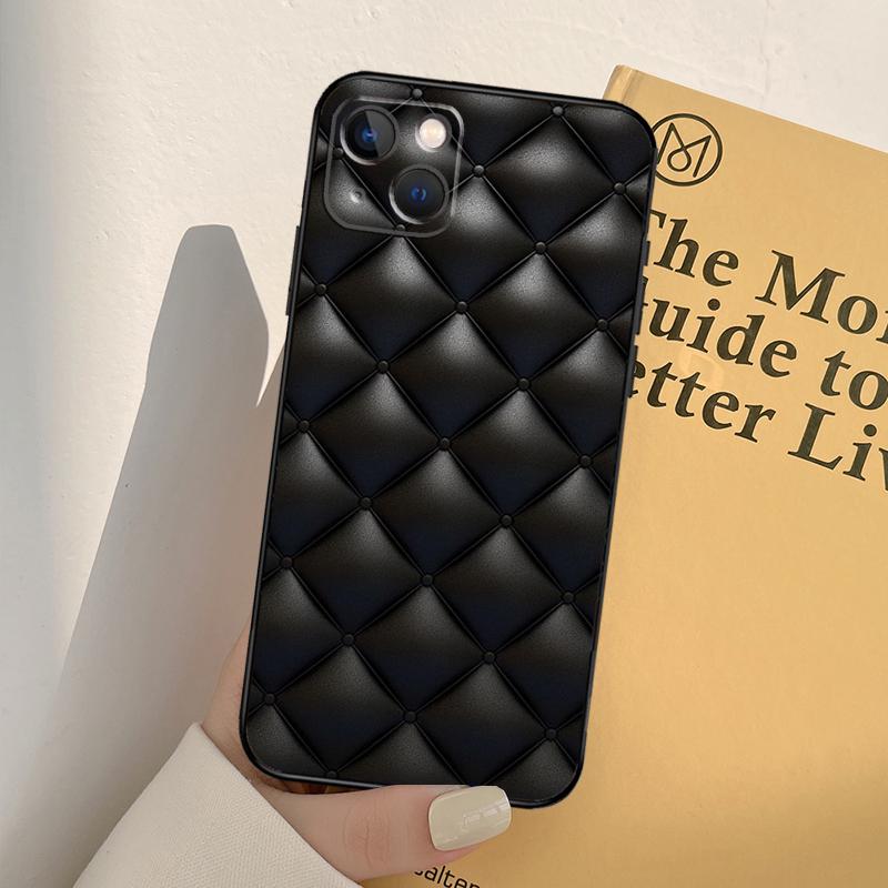 Quilted Texture Sofa Pattern Crown Phone Case For iPhone 17 16 14 13 12 11 15 Pro Max mini XR 16e 15 16 Plus 17 Air Full Cover