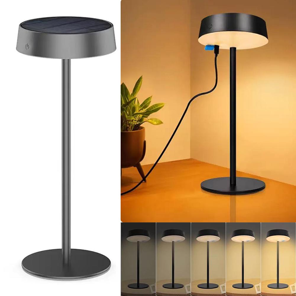Solar Table Lamp Dimmable LED Desk Lamp Waterproof Cordless Table Lamp Rechargeable Night Lamp for Indoor Outdoor Night Lights