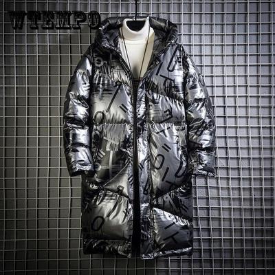 Lichtgewicht donskatoenen jas voor heren, middellang tot lang, winteroutfit, met capuchon, dik en warm