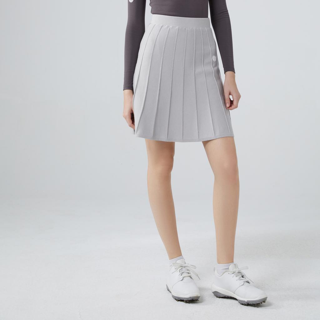 E.PARCA Knit Pleated Skirt (Gray)
