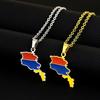 Unique Armenia Map Necklace Stainless Steel Armenia Flag Pendant Necklace Chain Necklace Perfect Gift for Men and Women