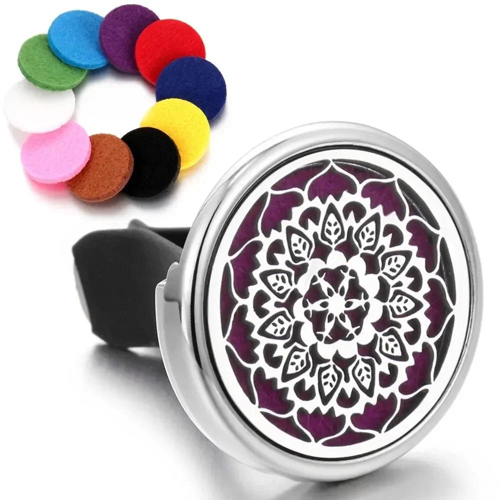Tree Of Life Insert Car Aromatherapy Gasket Stainless Steel Car Air Outlet Essential Oil Diffuser Fashion Perfume Locket Jewelry