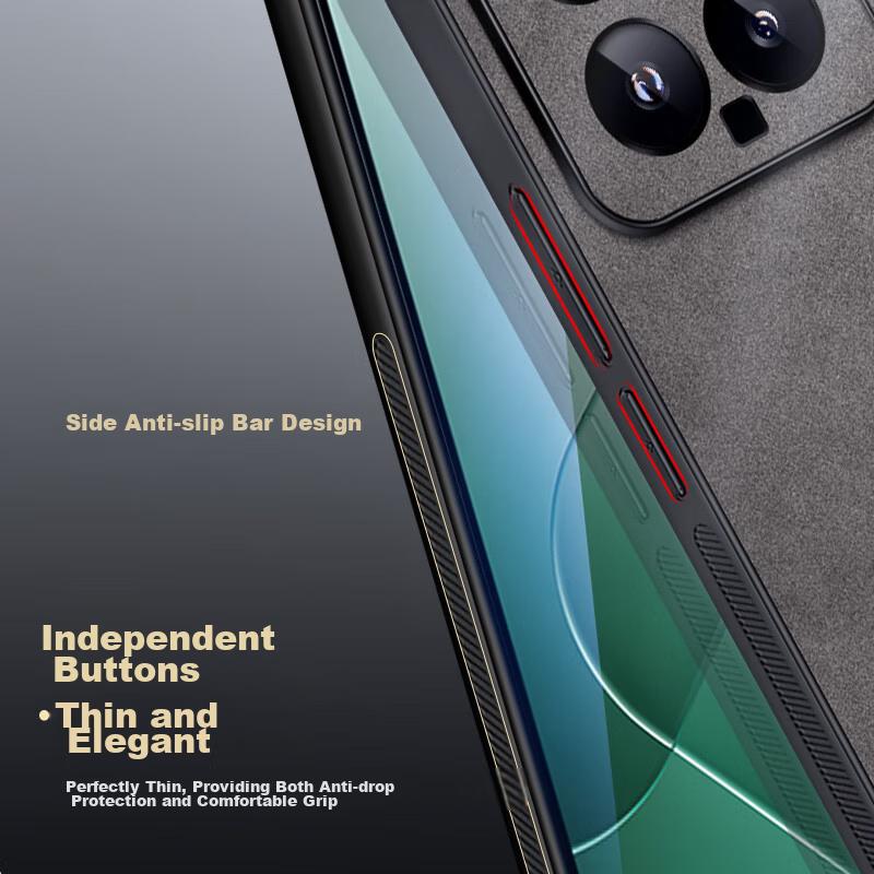 Xiaomi 14 Phone Case, Mi 14 Protective Cover, Shockproof, Full Lens Protection, Soft, Simple Luxury Silicone Outer Case, WoAnd Leather Case, Black