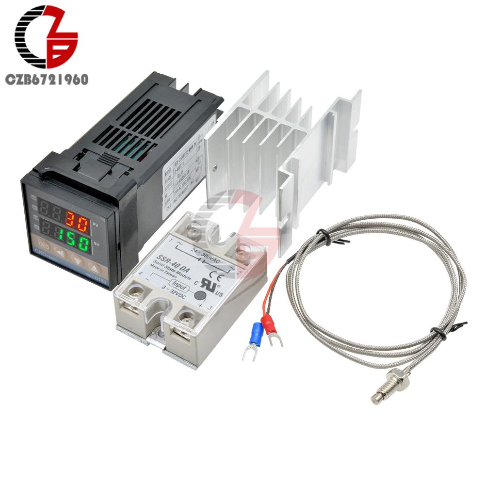 Digital PID Temperature Controller REX-C100 REX C100 Thermostat SSR Output + 40DA SSR Relay+ K Thermocouple 1m Probe RKC 0-999℃