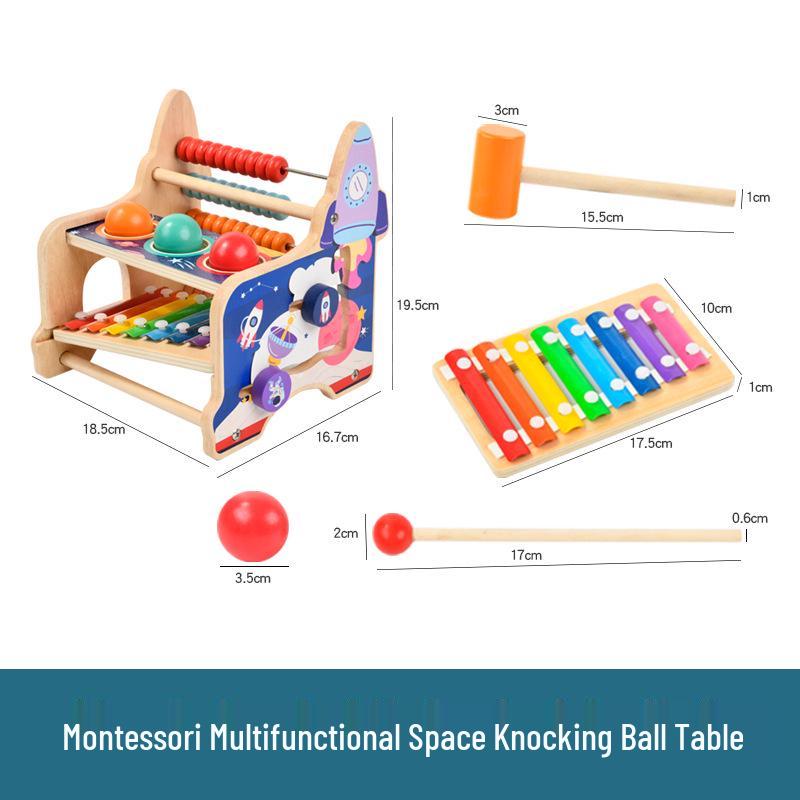 

Детский многофункциональный деревянный стол для занятий: Ксилофон, Лабиринт-головоломка, Часы и Шарик-стучалка