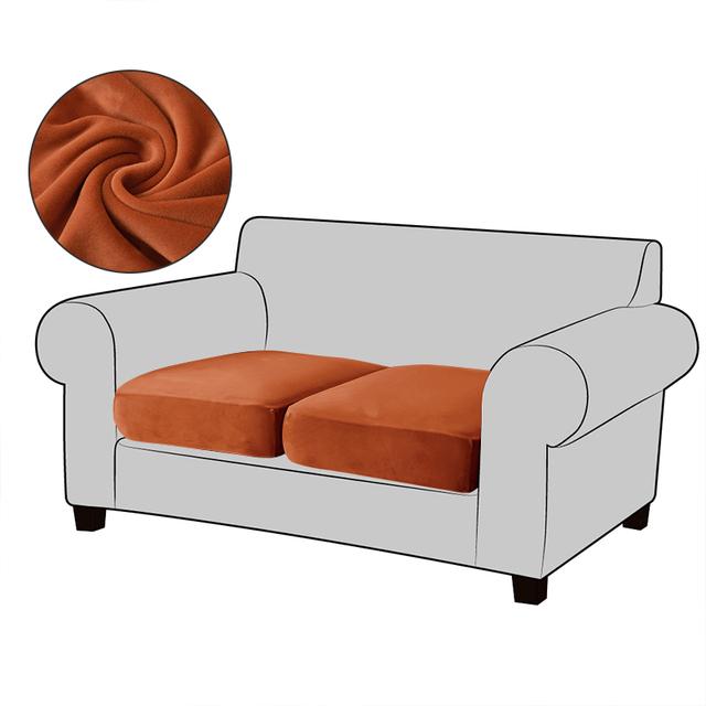 White Velvet Sofa Seat Cushion Cover Elastic For Living Room Corner Couch Cover Stretch Sofas Case Seat Slipcover 1 2 3 4 Seater for Home