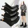 Autumn and winter leather boots round head thick sole medium tube Chelsea boots street shot