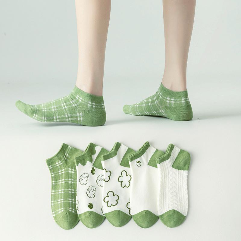Buy 5 Pairs Spring summer Fashion Funny Cute Cotton Ankle Socks, Funny