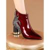 Large Size Boots - New Style Pointed-toe Shoes with Thick Heels and Short Boots