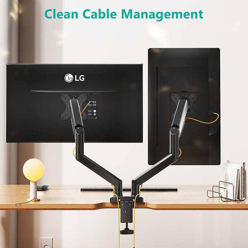 

Крепление для двух мониторов для экранов 13″–34″, регулируемая подставка для двух мониторов, с поворотом 180°, наклоном, вращением 360° для домашнего офиса чёрный