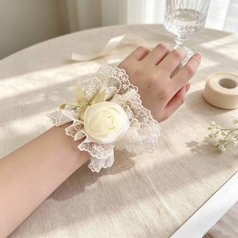 Ruffled Lace Lolita Wrist Cuffs Floral Lace Sweater Cuff Covers Hand Sleeves Maid Cosplay