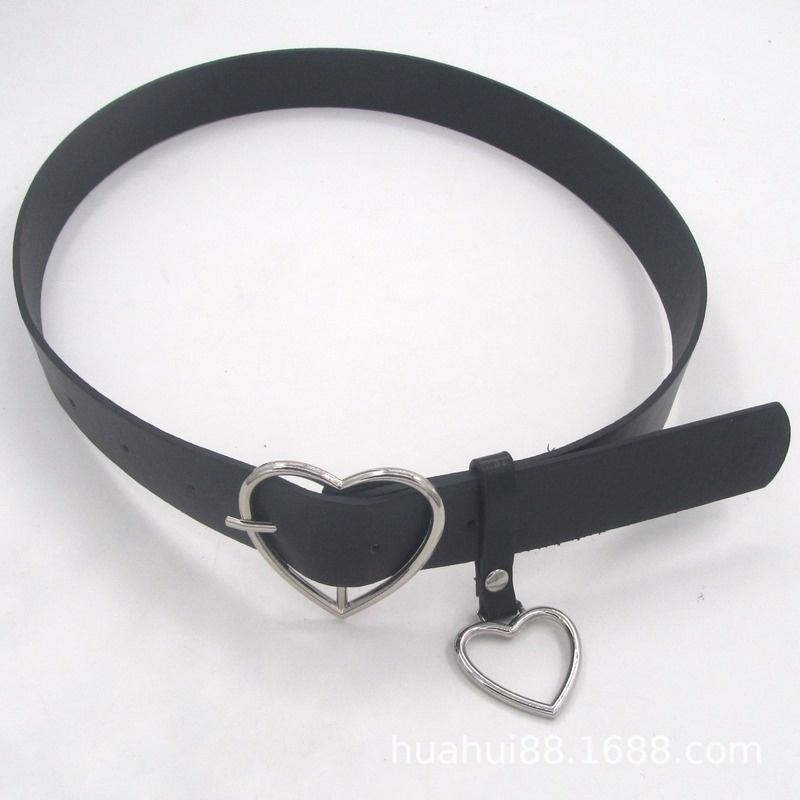 New Heart Buckle Leather Belt Adjustable Punk Fashion Waist Belts