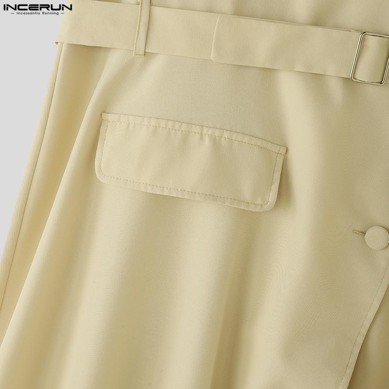 INCERUN Colete Longo Cardigã Sem Mangas com Lapela e Botões Irregular com Babados