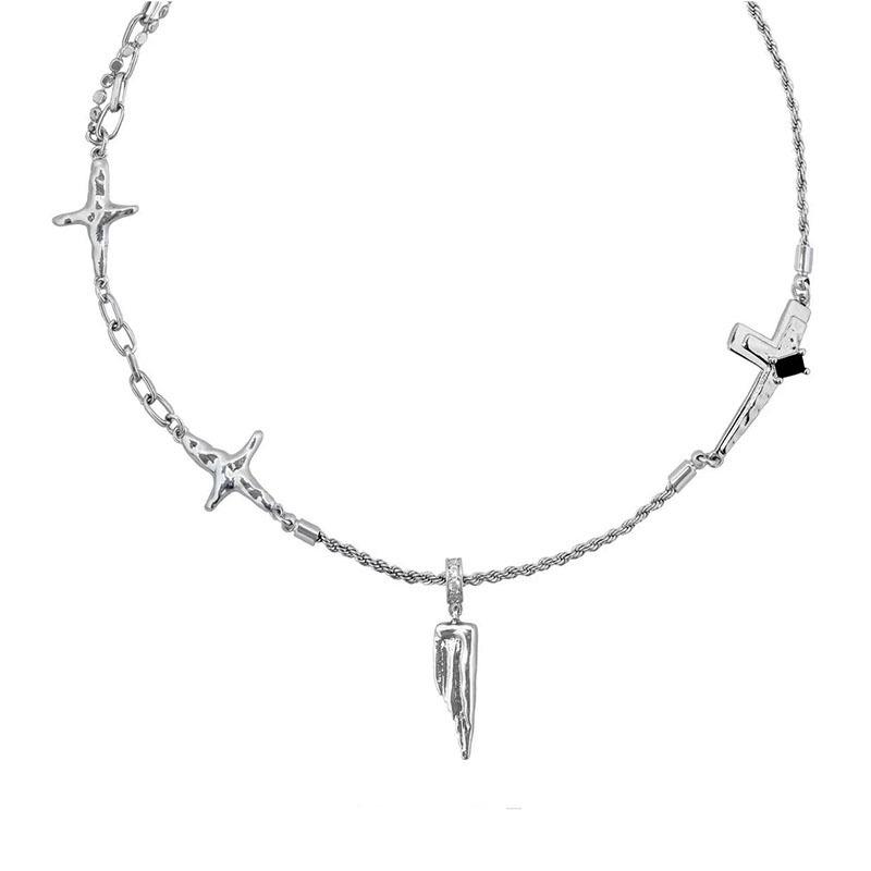 

Минималистичное колье-крест с цирконом класса люкс - Модная мужская цепочка на ключицу изысканного стиля