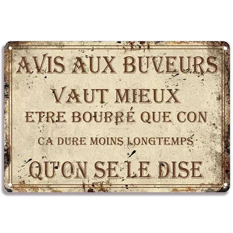 Vintage Funny Metal Tin Sighs Place Des Aperos Plaque For Bar, Pub, Club, Wall Decor, Iron Painting Retro Home Decorative Plate