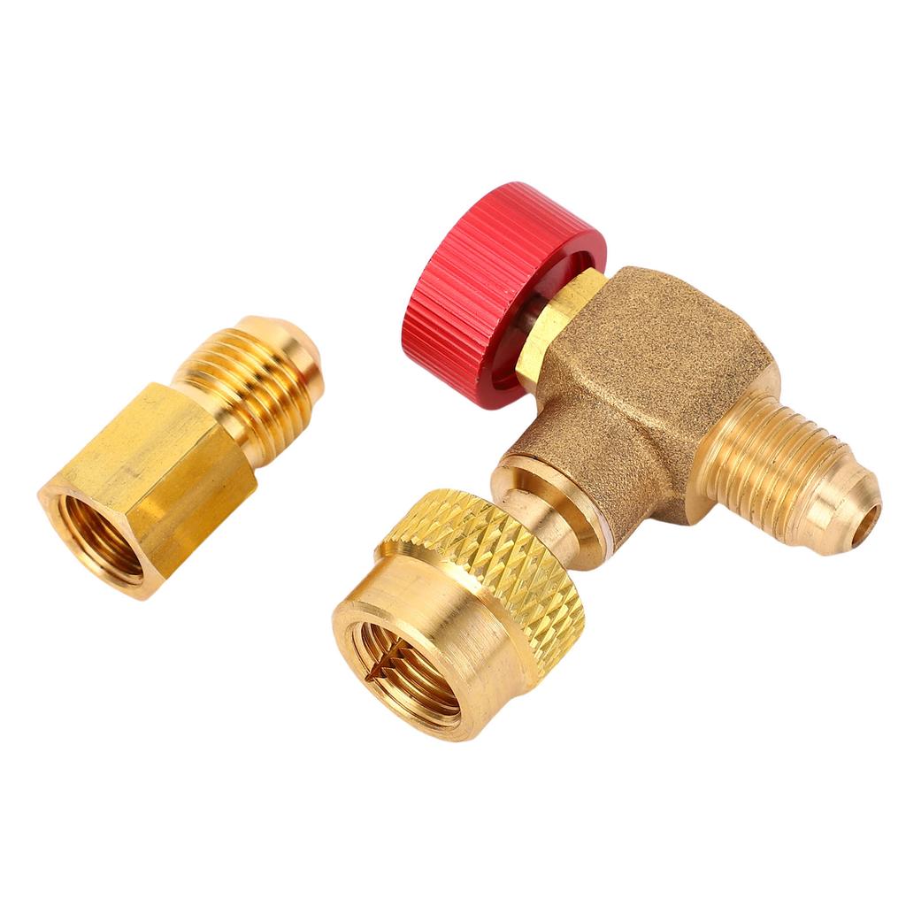 Cooling Fluid Charging Valve 90 Degree Brass Alloy HVAC Control Valve for R22 R32 R410