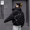 Trendy brand fashionable white duck down black down jacket women's winter stand-up collar tooling warm jacket