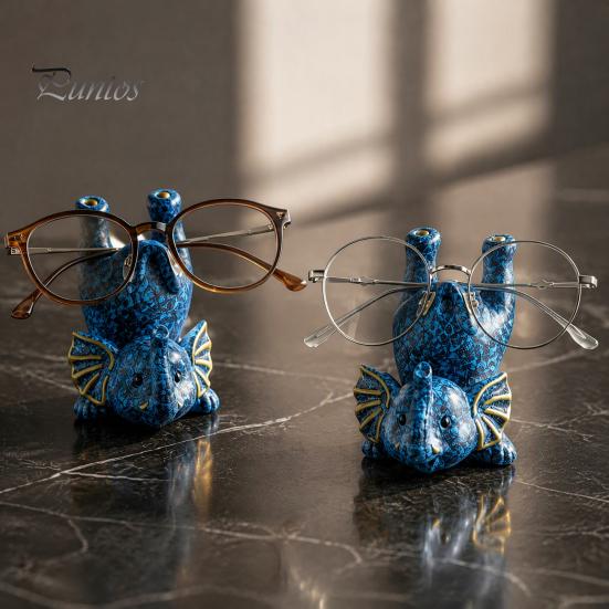 Retro Style Eyewear Support Inverted Elephant Glasses Holder, Handmade Resin Eyeglass Stand, Unique Desk Organizer Decorative for Home Office Durable