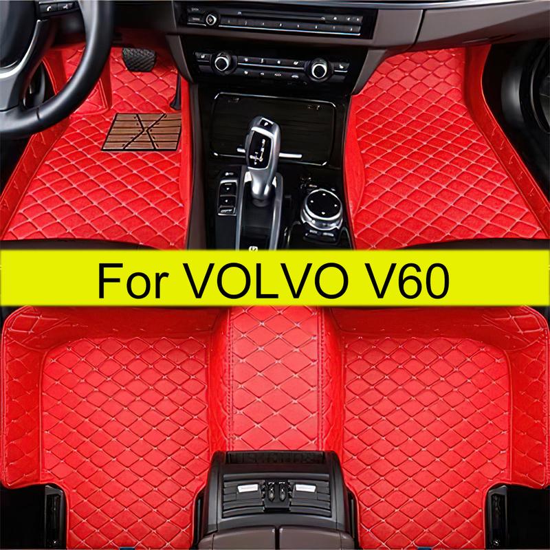Car Floor Mats For VOLVO V60 2011 2012 2013 2014 2015 2016 2017 2018  Auto Leather Carpet Pads Full Set Foot Matts Rugs