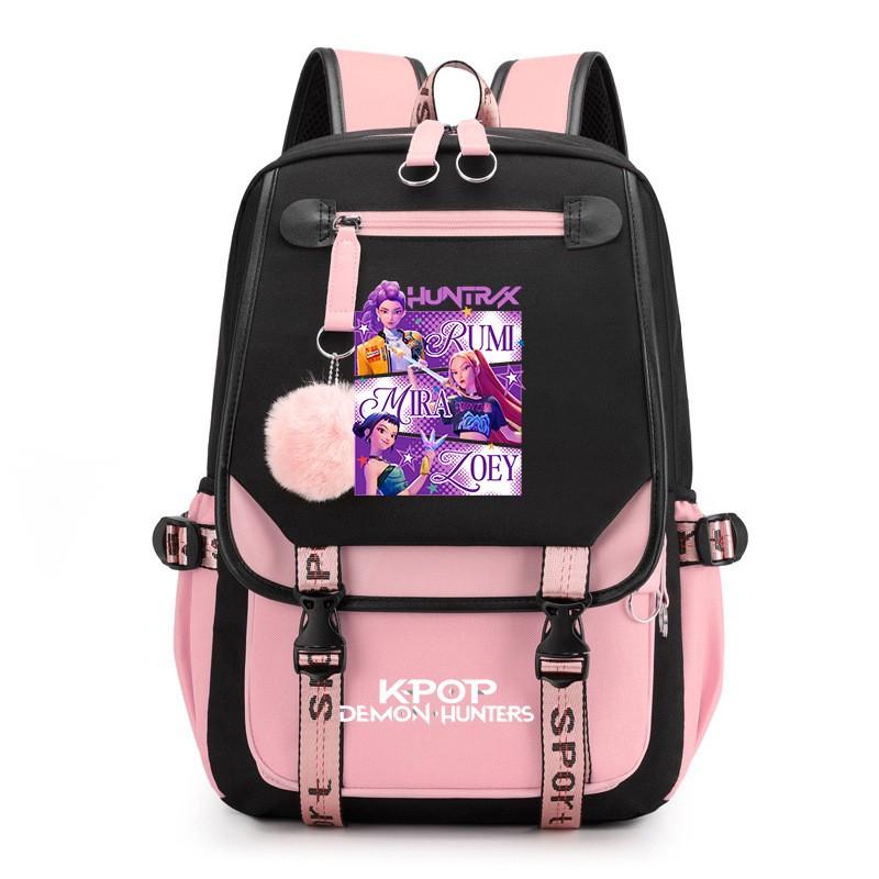K-pop Inspired Anime Girl Group Backpack Students Teens School Use Lightweight Oxford Fabric With USB Port Padded Straps
