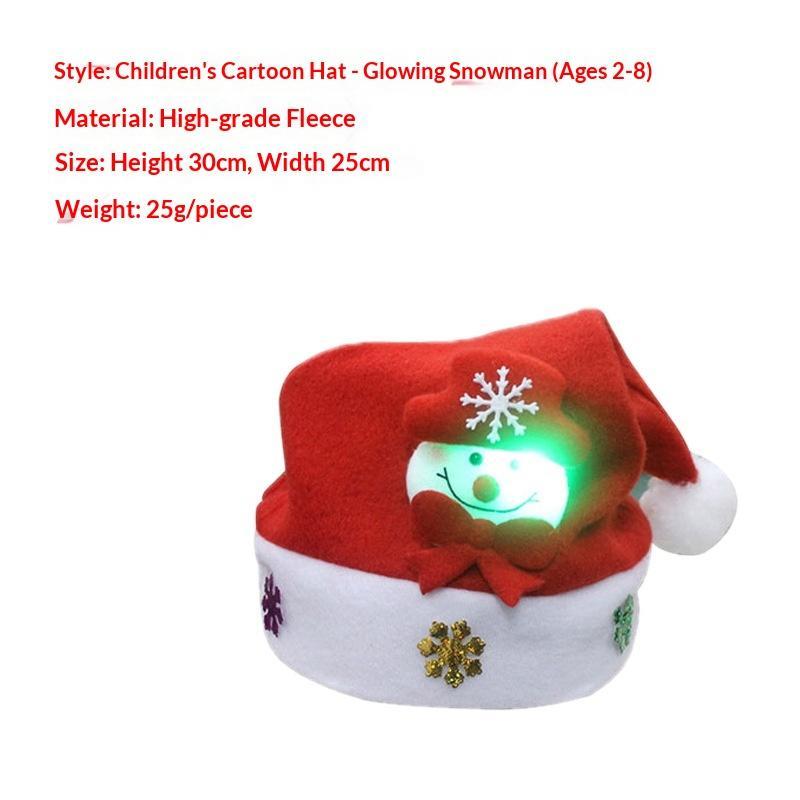 Soft Plush Christmas Santa Hats With Various Styles Led Glowing Design For Xmas Parties Holiday Events