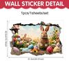 Wall Stickers Cartoon Removable Art Adhesive Hole Break Design Rabbit Wall Sticker For Bathroom Nursery Preschool Playing Room