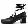 Mature Women Pumps Square Toe High Block Heel Lady Daily Shoes Big Plus Size 48 52