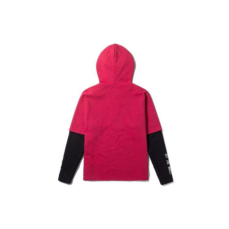 Vans Spliced Red And Black Faux Two-Piece Letter Print Sweatshirt Unisex Tops VN0A3QTQ0PZ