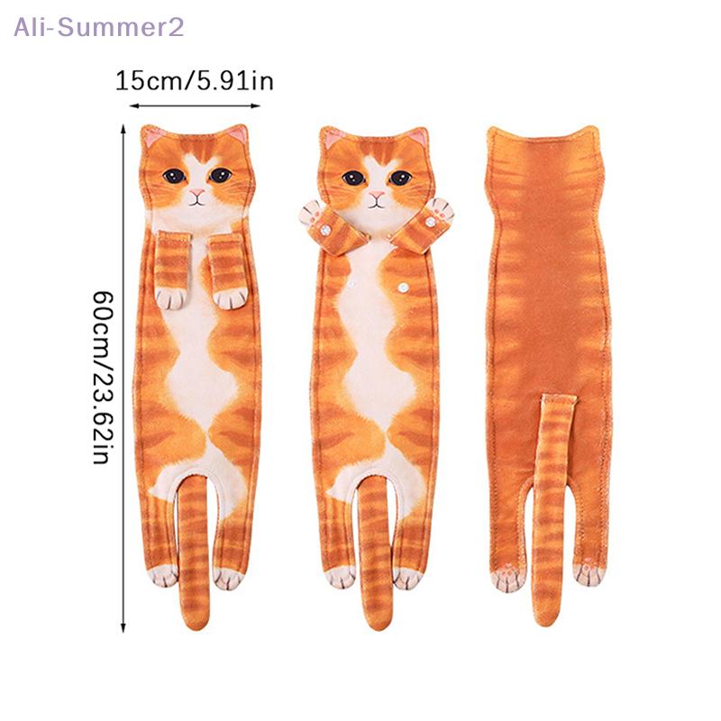Funny Cat Hand Towels Kitchen Bathroom Hand Towel With Hanging Loops Soft Absorbent Home Decor Dishtowel For Cat Lover Gifts