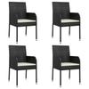 Vidaxl 5-Cz. Garden Furniture Set With Cushions, Black, Poly Rattan