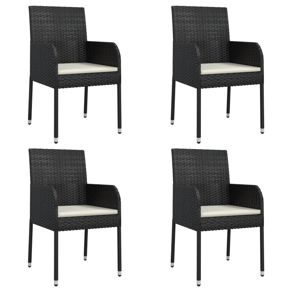 Vidaxl 5-Cz. Garden Furniture Set With Cushions, Black, Poly Rattan