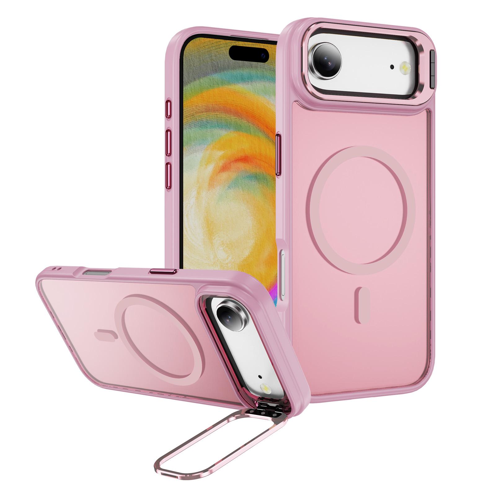 For iPhone Air Magnetic Case with Lens Kickstand Skin-Touch PC + TPU Phone Cover A