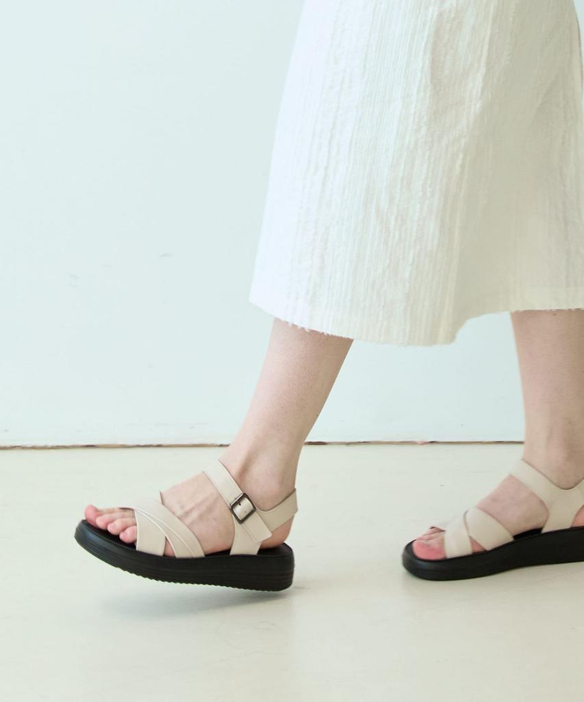 Spur Real Leather Pleats Sandal 4Cm -Us9055 (2Color)