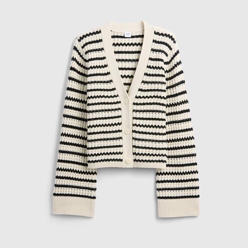 GAP Women's Loose V-Neck Striped Cotton Cardigan