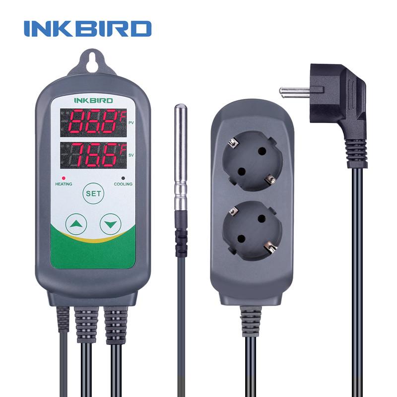 INKBIRD Digitální regulátor teploty Termostat ITC-308 AC 110-220V Zásuvka Termostat Nástroj pro řízení ohřevu/chlazení Senzor