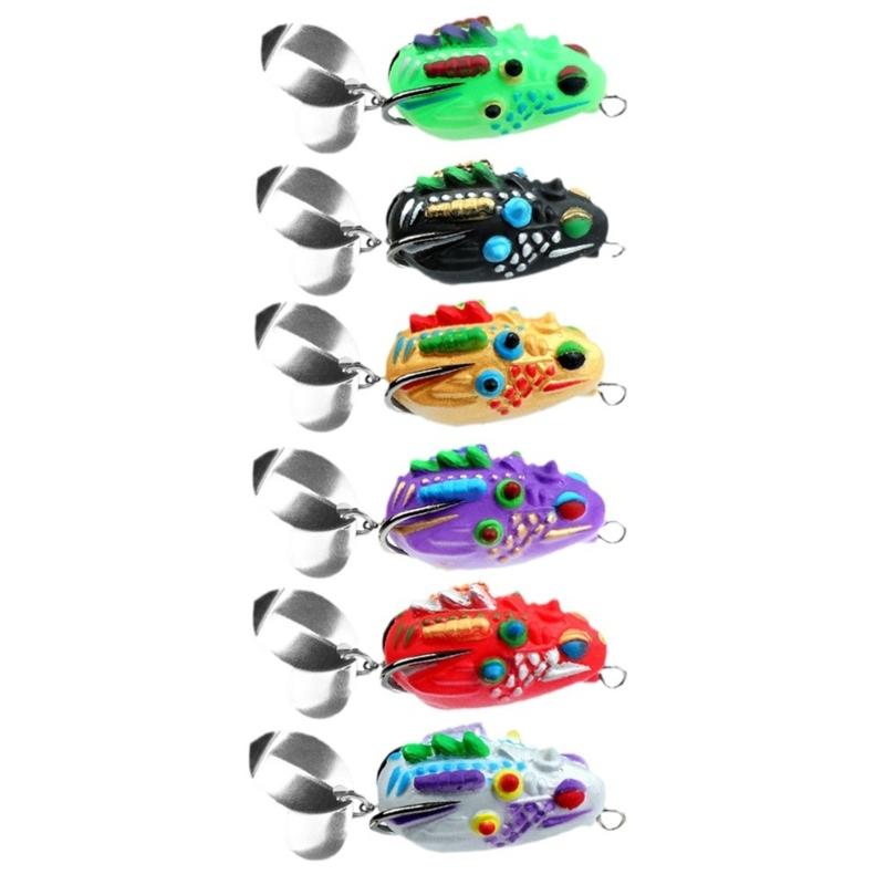Frogs Lures Blackfish Baits 3.5cm PVC Frogs Lures Fishing Lures Simulated Soft Frogs Baits with Double Hook & Blade