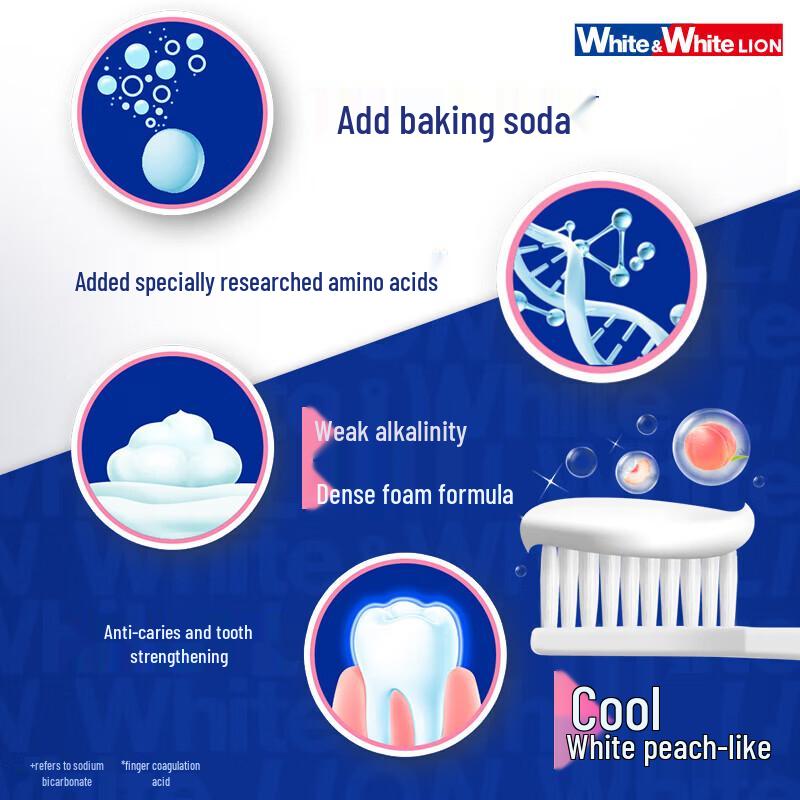 Lion White&White Baking Soda White Peach Toothpaste