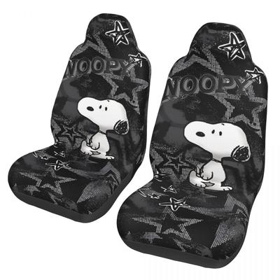 Coprisedili Auto Carini di Snoopy per Sedili Anteriori 2 Pezzi Protezione Interni Auto Vestibilità Universale per Camion Furgoni SUV Berlina