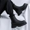 2024 Platform Black High Top Boots WMen High Heel Genuine Leather Ankle Chelsea Boots Men Punk Shoe Thick Bottom Botas De Mujer