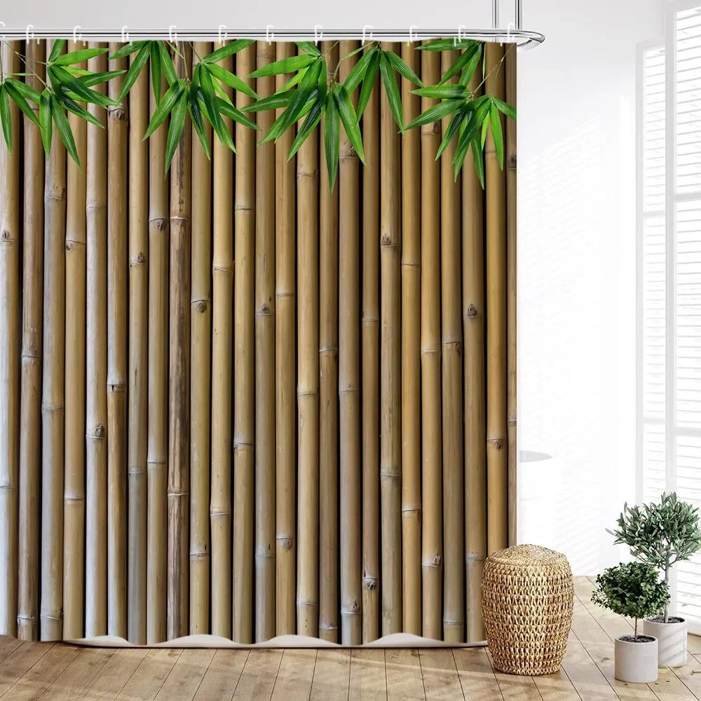 

Шторка для душа Zen, Зеленый бамбук река русский лотос бабочка речной пейзаж свеча принт листьев украшение для дома ванная комната 120x180cm-47x70in